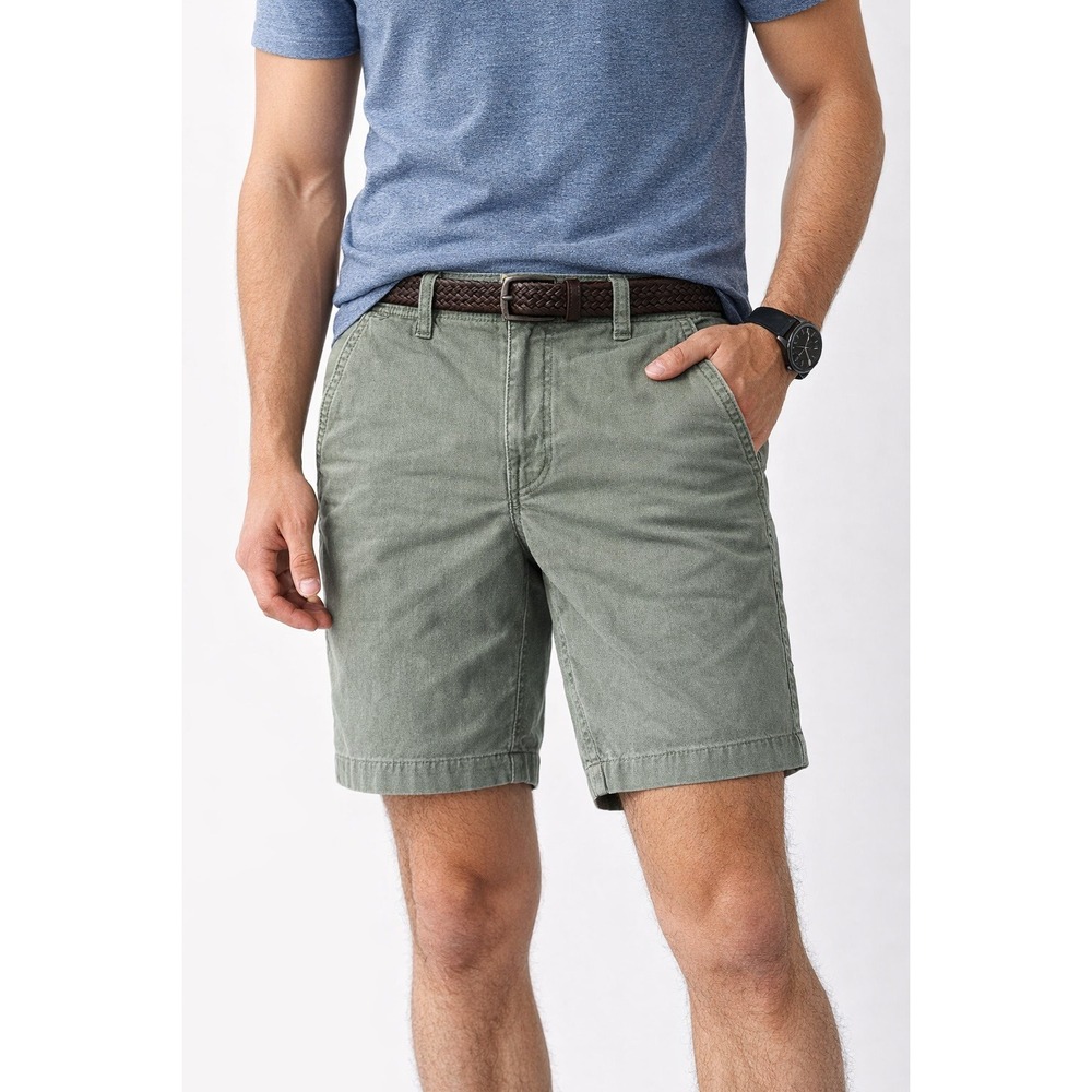 Chaps Mens Regular Fit Olive Green Chino‎ Shorts Size 30 Stretch Cotton Blend